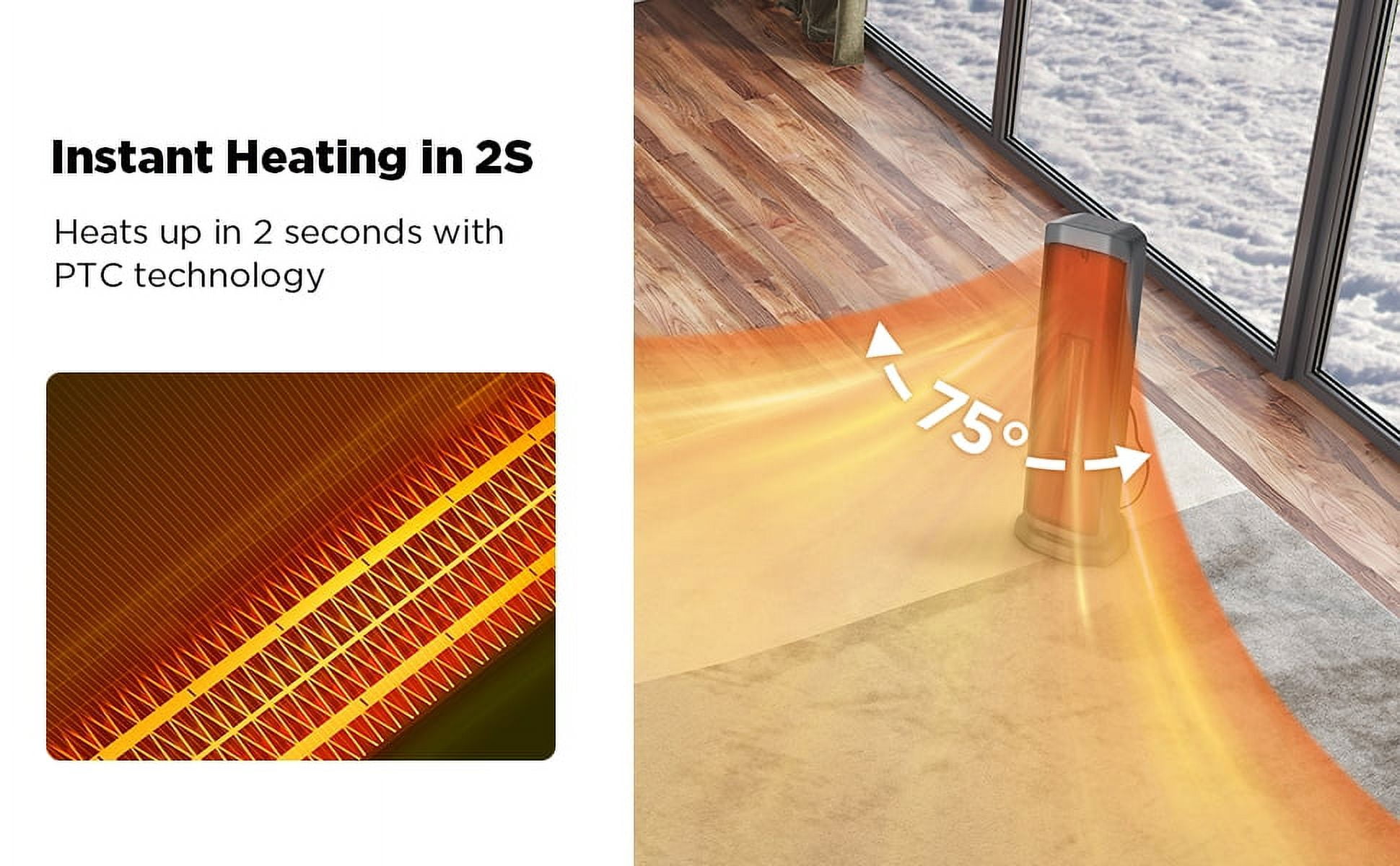 Better Homes & Gardens 23" Electric Ceramic Tower Heater, LED Display & Remote Storage