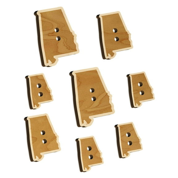 Alabama State Silhouette Wood Buttons for Crochet Knitting Sewing DIY Craft - 1.00 Inch Medium (7pcs)