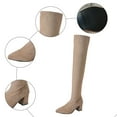thumbnail image 6 of Pandaie Women's Over The Knee High Boots Suede Thigh High Boot Pointed Toe Stretch Chunky Heel Winter Dress Shoes Beige 5.5, 6 of 8
