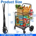 thumbnail image 3 of Foldable Shopping Cart, Folding Grocery Cart with Encrypted Mesh Bottom, 360° Swivel Wheels Lightweight Trolley for Halloween, Shopping, Grocery, Laundry, Luggage, Supermarket, Camping, Beach, 3 of 9