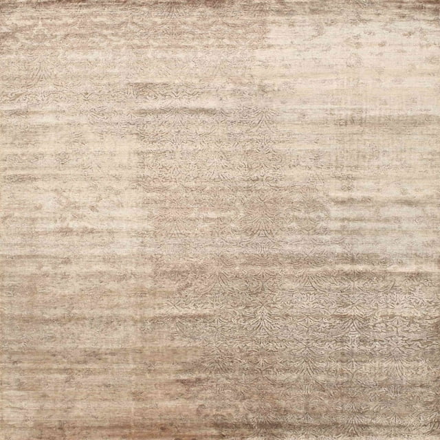 Ahgly Company Machine Washable Indoor Square Contemporary Deep Peach Orange Area Rugs, 7' Square