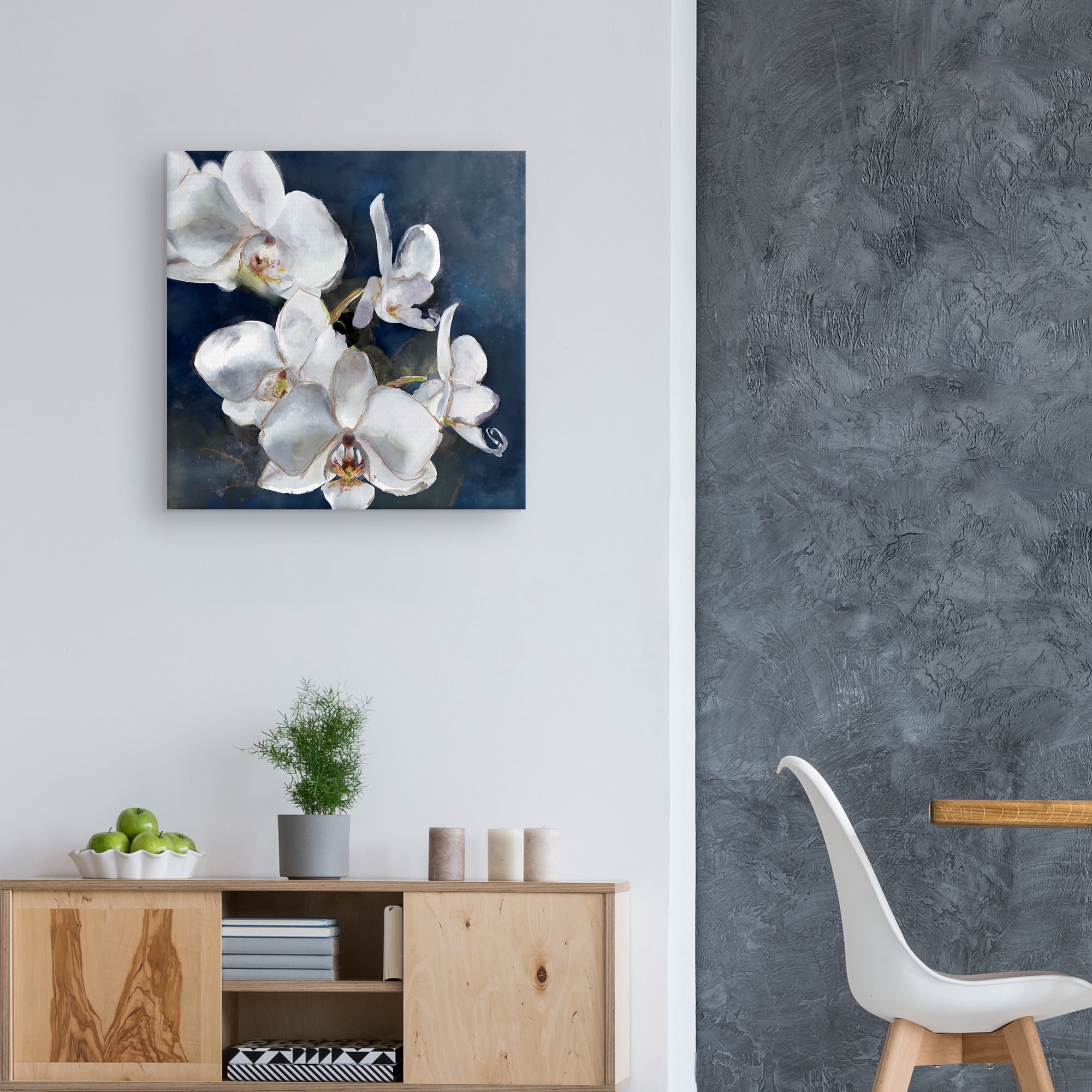 Orchid on Navy by Studio Arts Canvas Art Print