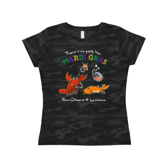 Inktastic There's No Party Like Mardi Gras With Partying Seafood Women's T-Shirt