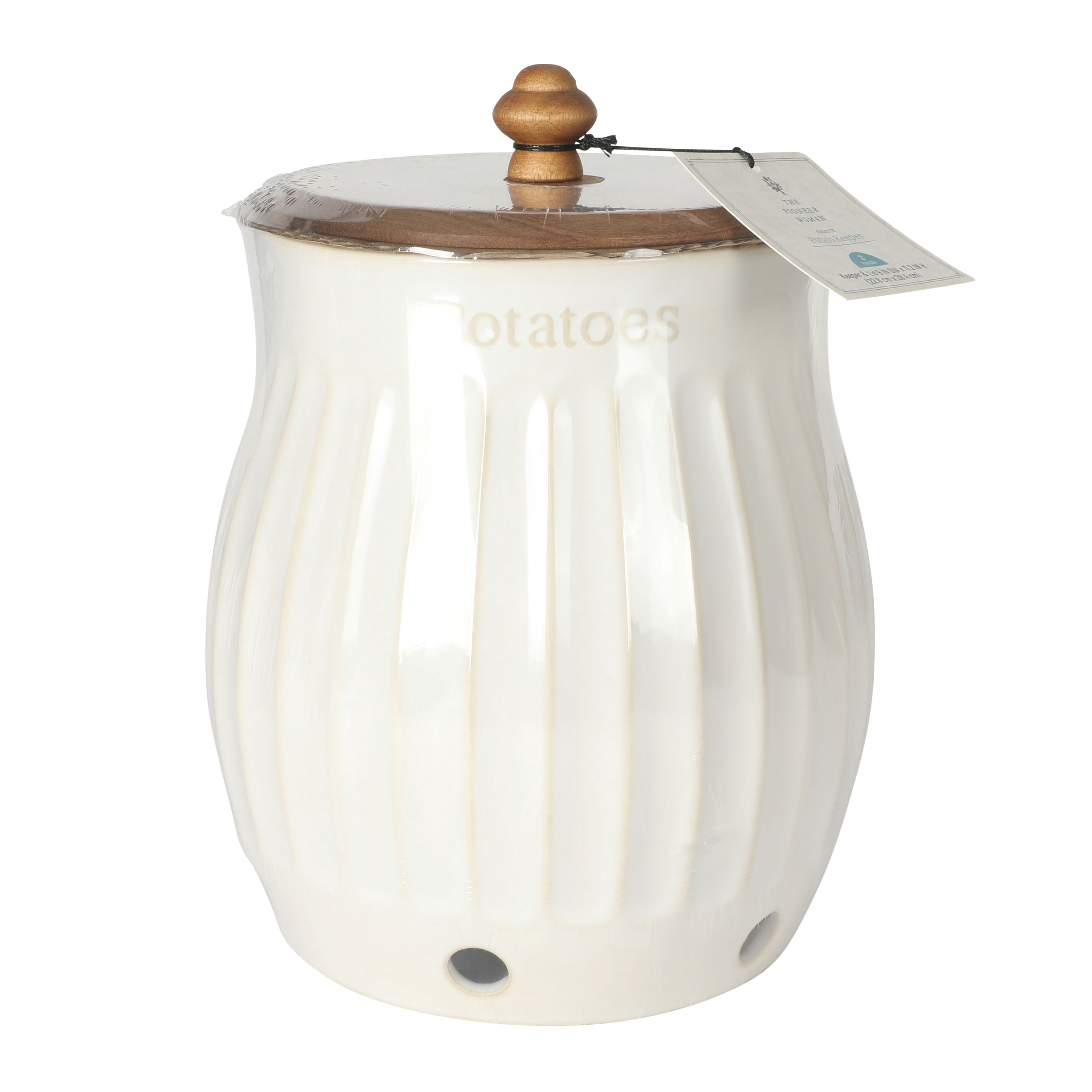 The Pioneer Woman Colette Stoneware Potato Keeper, White