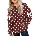thumbnail image 3 of MKOSPLRT 4-14 Years Girls Polka Dot Print Hoodie Long Sleeve Fleece Lined Casual Pullover with Pockets, 3 of 6