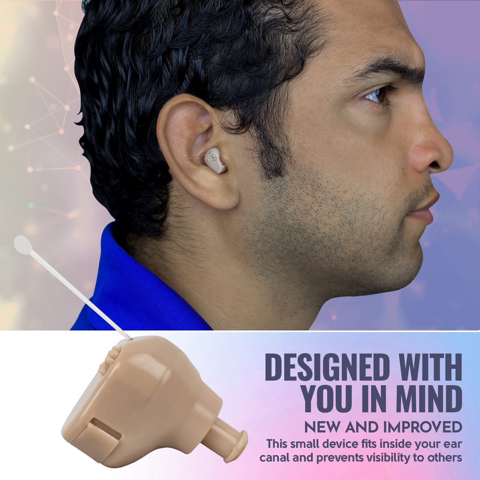 Hearing Amplifier Set - Mini ITC (in-The-Canal), 2 Pairs in Ear Personal Hearing Amplification and Digital Sound Enhancer PSAD Extra Small Upgraded Second Generation Design