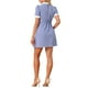thumbnail image 3 of INSPIRE CHIC Vestido de Manga Corta Vintage con Panel de Contraste y Cuello Volante para Mujeres XS Azul Blanco, 3 of 6