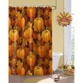 thumbnail image 3 of Fall Shower Curtain Orange Harvest Pumpkin Bathroom Curtains with Hooks, Waterproof Fabric Autumn Maple Leaves Thanksgiving Bath Shower Curtains Set for Bathroom Bathtubs Decor 36x72 Inch, 3 of 7