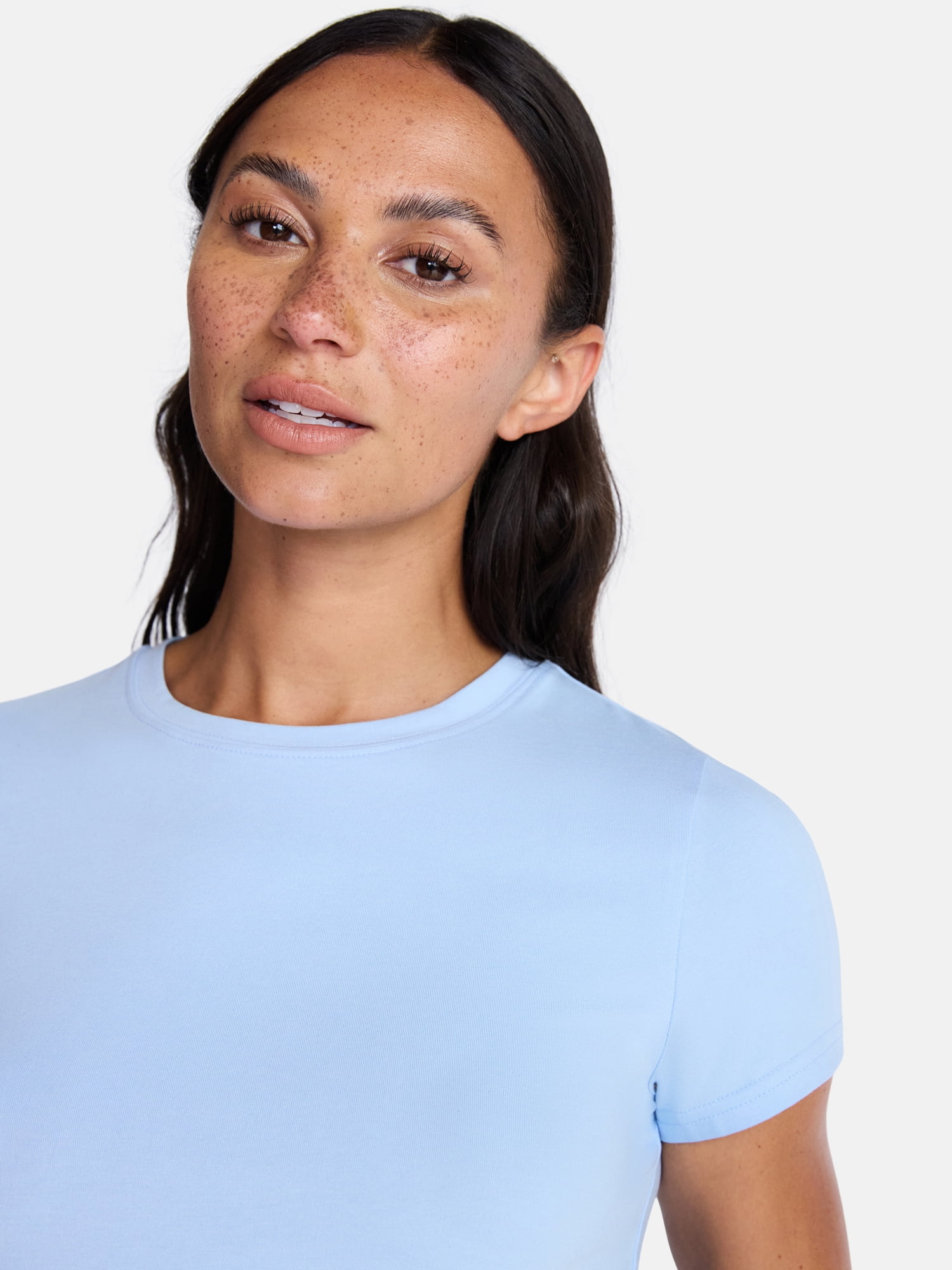 Time and Tru Women's Slim Fit Crewneck Tee with Short Sleeves, Sizes XS-XXXL