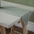 thumbnail image 3 of Nvzi Triangle Tassel Table Runner Green Wave Nordic Jacquard Geometric Table Flag Tassel Fashion Tea Flag Meal Flag Long Strip Polyester Cotton Tablecloth,Green 11.81*70inch, 3 of 5