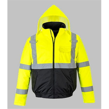Portwest US363 4XL Hi-Visibility Value Waterproof Bomber Jacket, Yellow & Black - (Best Value Waterproof Jacket)