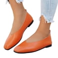 thumbnail image 4 of OOOUM Women V Cut Faux Leather Ballet Flats Slip On Soft Casual Slip On Loafers Lightweight Flexible Daily Walking Shoes Orange US:6.5, 4 of 8