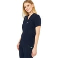 thumbnail image 2 of Mediclo Women's Medical Scrub Top - Sal Essential Eco Friendly Sustainable FYSEL Fabric V-Neck Chest Pocket Shirt Workwear Navy FT3085RNAV08 L, 2 of 7