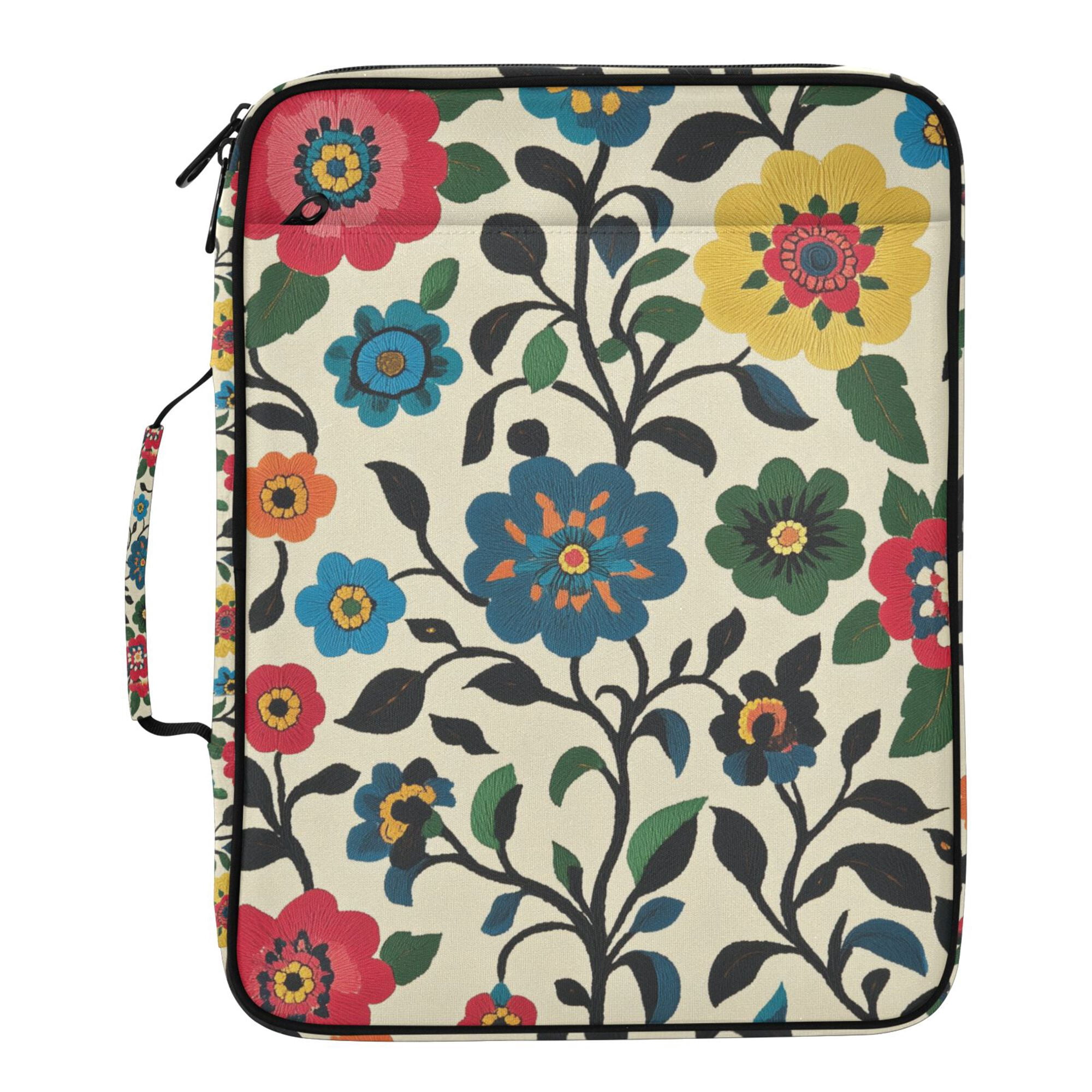FORMRS Accordion File Folder A4 Size 7-Pocket Expanding Document Organizer Bag with 3 Ring Binder, Vibrant Floral