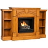 Colton Gel Fireplace with Bookcases, Plantation Oak