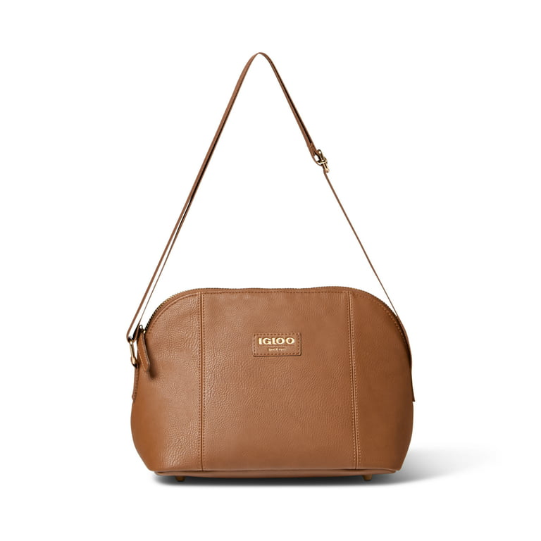 Igloo 4 cans Luxe Crossbody Soft Sided Cooler, Cognac Brown