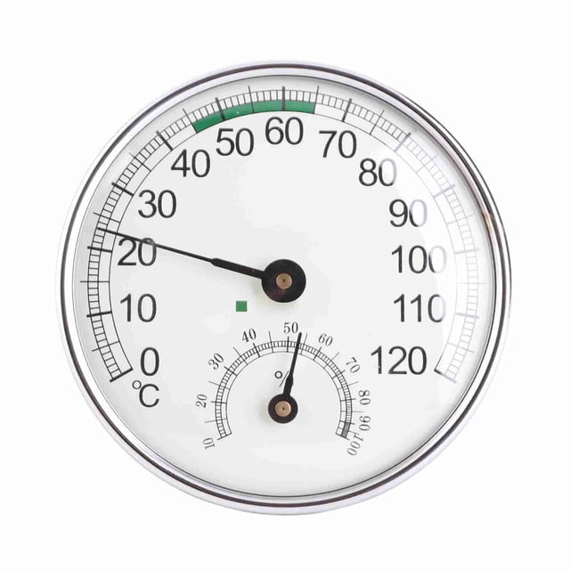Termohigrómetro 2 en 1 de 0 a 120 °C para sala de sauna, termómetro de alta precisión con escala transparente, higrómetro mecánico para interiores.