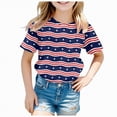 thumbnail image 2 of KPOPLK 4th of July Girls shirts USA Flag Graphic T-Shirts Tee Tops for Toddler Kids Girl Summer Patriotic Outfit(Navy,2-3 Years), 2 of 4