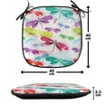 thumbnail image 4 of Dragonfly Chair Seating Cushion Set of 2, Modern Dragonfly and Floral Pattern Hydrangea Petals Like Fireworks Colorful Art, Seat Pads with Anti-slip Backing, 16"x16", Multicolor, by Ambesonne, 4 of 7