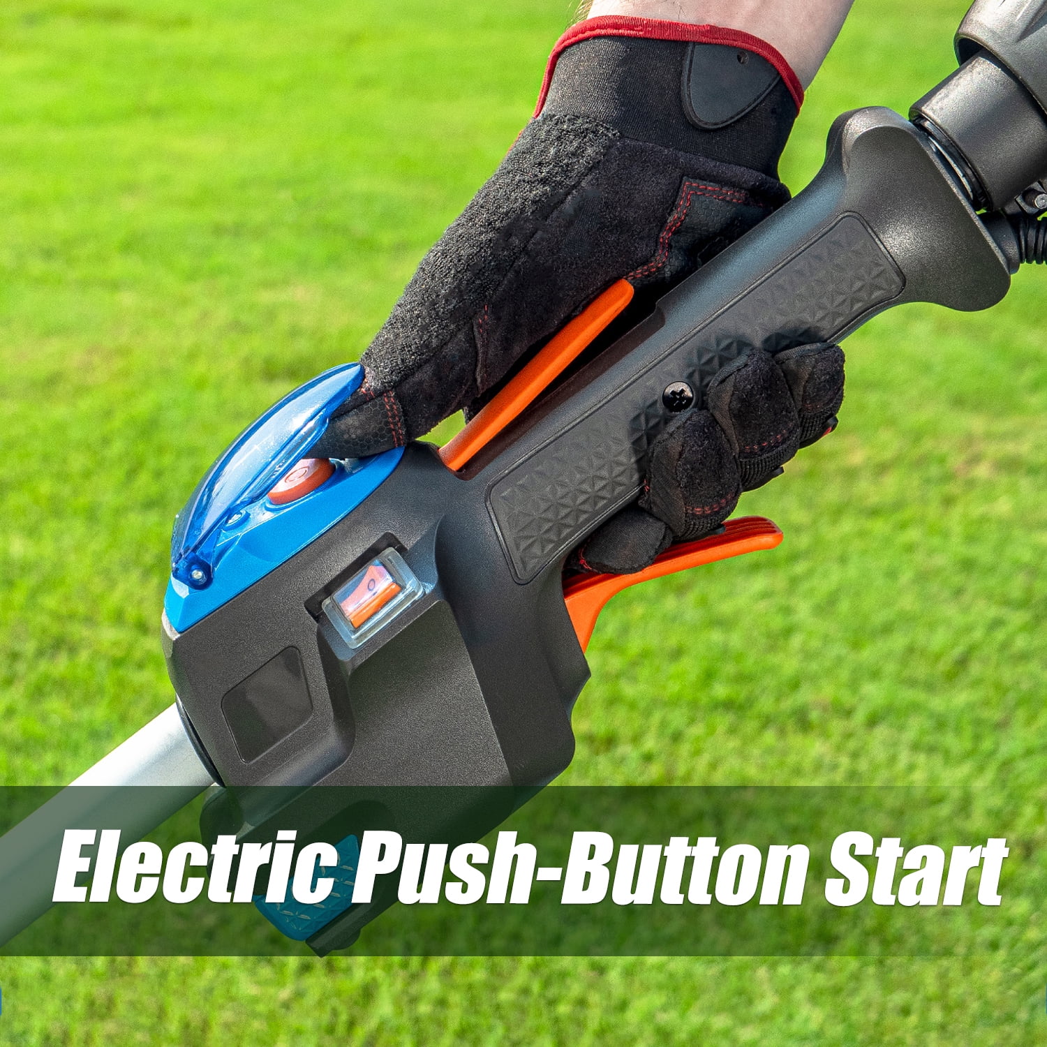 LawnMaster NPTGSP2517A No-Pull Gas Grass Trimmer with Electric Start 25cc 2 Cycle, 17 inch