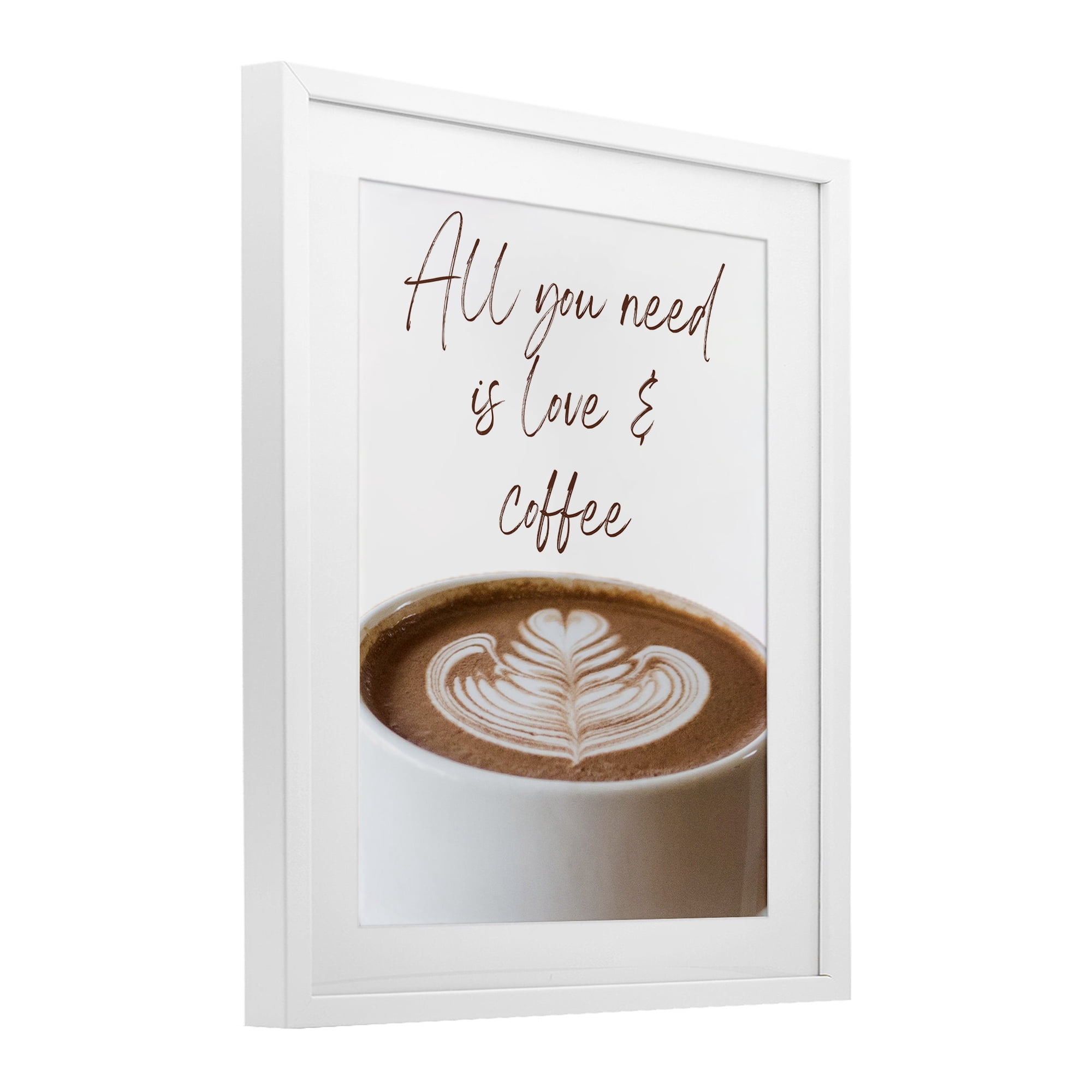 Stupell Industries All You Need Love & Coffee White Framed Print Under Glass, design by Jesse Keith