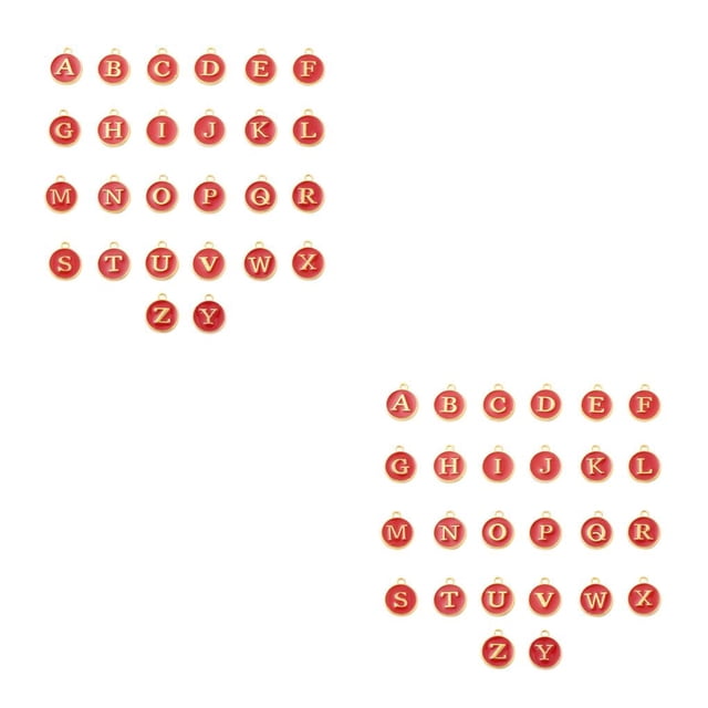 Dijes de letras iniciales Sonducket 26 piezas de aleación Rojo