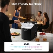 SIMZLIFE Countertop Nugget Ice Maker 33Lbs/24H, 5-Min Ice Cycle, Self-Cleaning, Portable Ice Machine with Basket & Scoop, Black