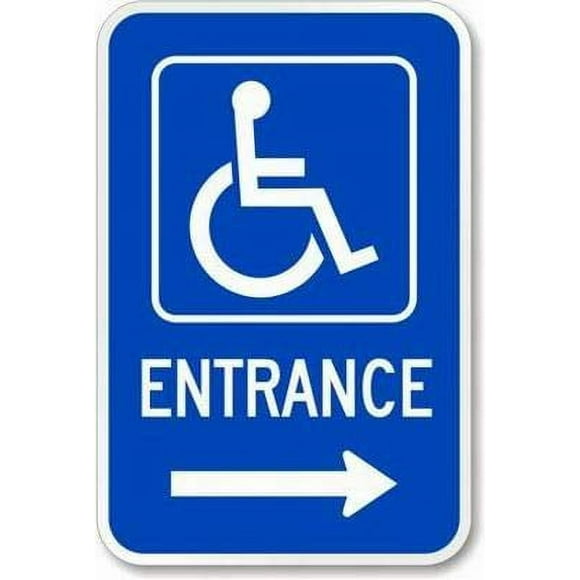 Size: 16" x 12" Wall Decor Warning Sign Decor Tin Metal Signs Entrance (Handicapped Symbol and Right Arrow) Sign Safety Sign Novelty Signs