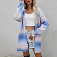 thumbnail image 2 of IROINNID Women's Mid-Length Cardigan Coat Gradient Long Sleeve Casual Long Cardigan Coat Sweater Outerwear, Blue, 2 of 6