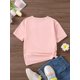 thumbnail image 2 of Camiseta de verano para niñas con estampado de perezoso, cuello redondo informal de poliéster con ligera elasticidad y corte holgado., 2 of 6