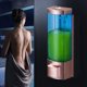 thumbnail image 5 of Dispensador de jabón manual de pared de ABS de un solo cabezal, transparente, dorado y azul, de calidad hotelera, 5 of 8