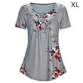 thumbnail image 1 of T-shirt Imprimé Femmes Été Col Rond Col Rond Col Rond T-shirt Femmes en Vrac Haut, Gris, XL, 1 of 7