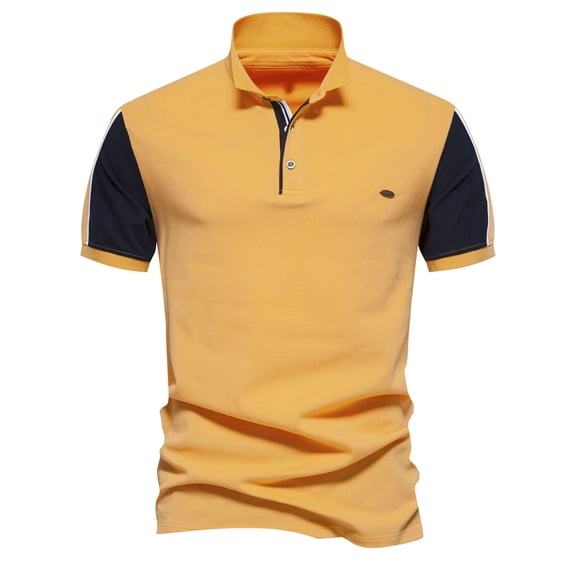 WREESH Men's Two-Tone Henley Shirt Casual Short Sleeve Button-Down with Turndown Collar & Lightweight Fabric for Street Style