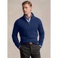 thumbnail image 5 of Men Half Zip Mock Neck Cable Knit Cotton Pullover Sweater XXXL, 5 of 7