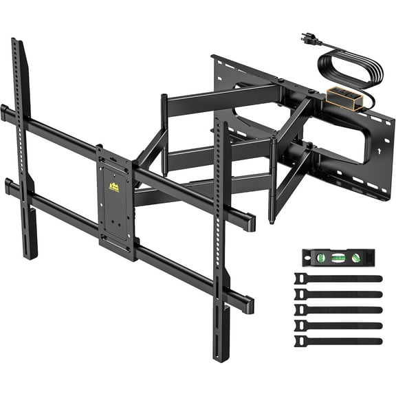 FORGING MOUNT Heavy Duty 98 100 inch TV Wall Mount with Power Strip for 50–100 Inch Large TVs up to 220 lbs,Full Motion TV Mount Bracket Smooth Swivel,Tilt,Extends,VESA 800x600mm,16”-24” Wood Studs