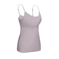 thumbnail image 5 of OIUUAK Women Cami Tops with Built in Bra, Square Neck Double Lined Backless Crop Spaghetti Strap Y2K Summer Going Out Sleeveless Blouses, GY2, 5 of 6