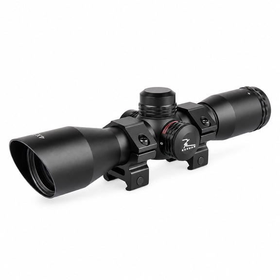 TACFUN 4x32 Compact Crossbow Scope, Red Green Illuminated 5-Line Reticle, 1 Inch Picatinny Weaver Rings Included