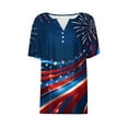 thumbnail image 4 of Patriotic T Shirts Womens 4Th of July Outfits Short Sleeve Henley V Neck Buttons Blouse American Flag Star Stripes Printed Funny Patriotic Graphic Tees Independence Day Dressy Clothes Summer Tops, 4 of 5