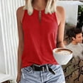thumbnail image 5 of Women's Undershirts, Summer Fashion Casual Round Neck Loose Casual Solid Color Sleeveless T Shirt For Women Red, 5 of 7