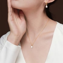 Small Water Drop Shape Pearl Pendant Necklace And Earrings Suite Women