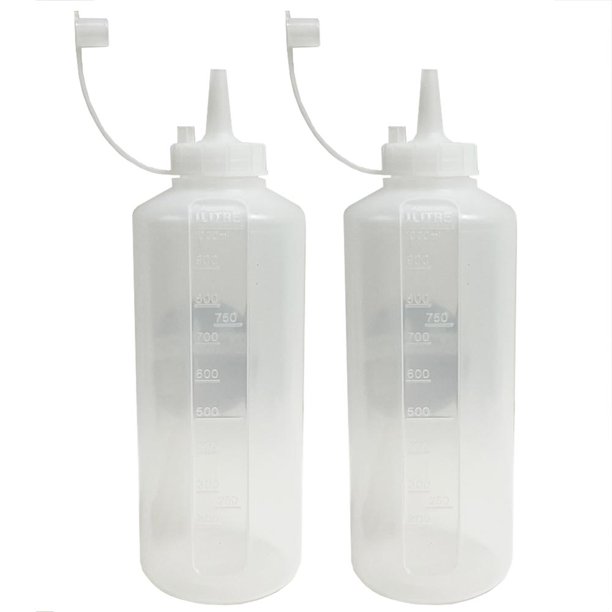 2 Squeeze Bottle Squirt Condiment Ketchup Oils Measurements Wide Mouth