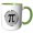 Green/White, variant on 3drose, Stylish Black on White Irrational but Well Rounded Pi Symbol Design, 11oz Two-tone Green Mug
