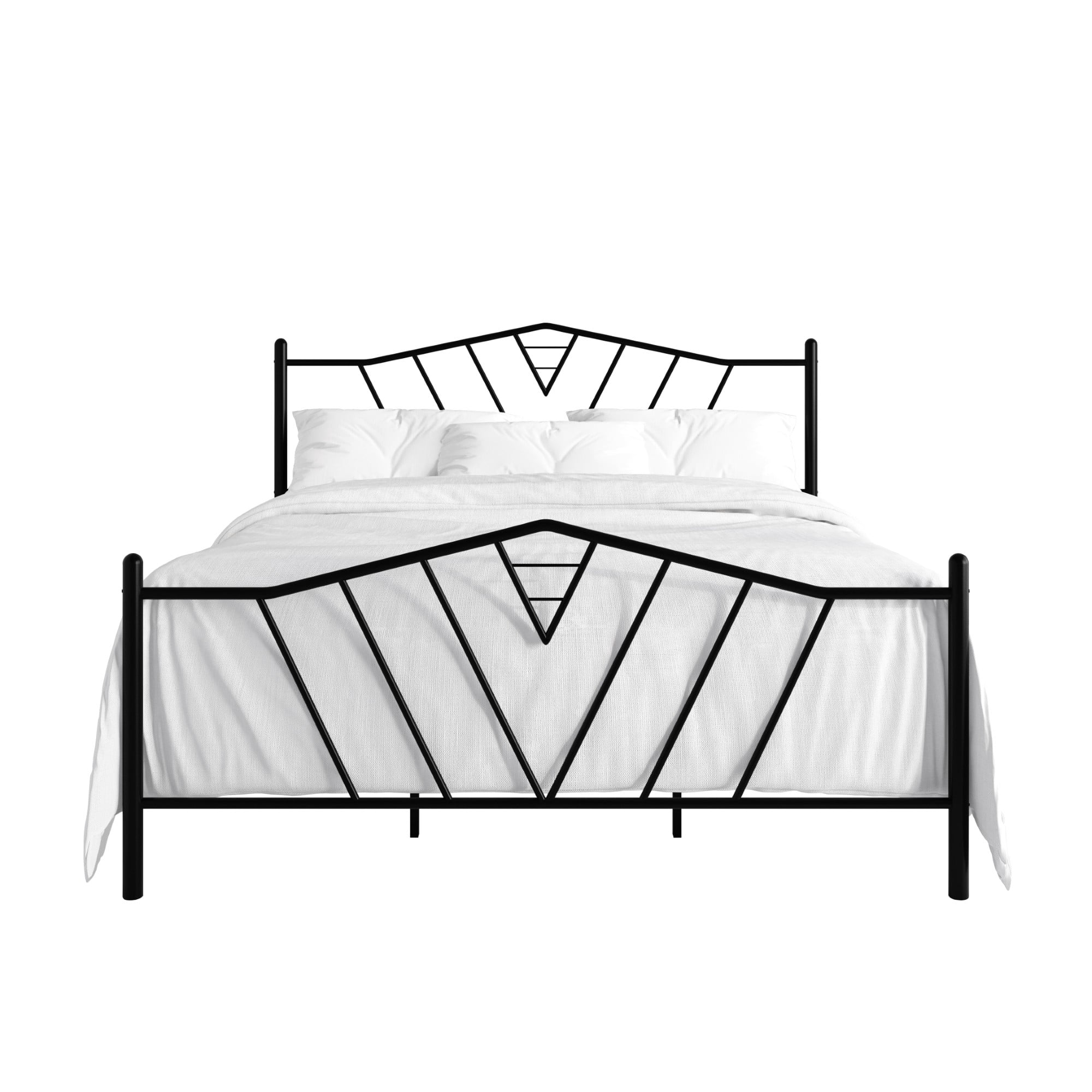 Home Design Valdosta Twin Metal Platform Bed, No Box Spring Required, Modern Design, Easy Assembly, Black