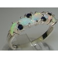 thumbnail image 2 of LBG British Made 925 Sterling Silver Natural Opal & Sapphire Womens Eternity Ring - Size 4.75 - 33 size options, 2 of 7
