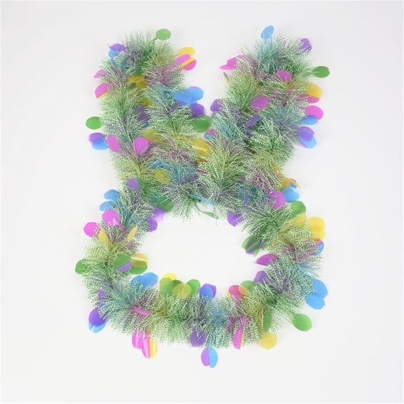 2m Colorful Tinsel Garland with Rainbow Petal Accents, 78.7 Inch Iridescent Green Twist Garland for Easter, Mardi Gras, Birthday Party & Holiday Hanging Decoration