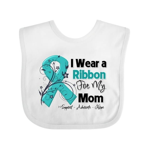 Inktastic Mom Ovarian Cancer Ribbon Boys or Girls Baby Bib