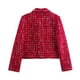 thumbnail image 3 of HH TRAF 2024 Abrigo de manga larga para mujer Otoño Chaqueta decorada con solapa y bolsillo con una sola botonadura y textura roja vintage para mujer, 3 of 4