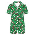 thumbnail image 6 of VBTAPA Womens Silk Satin Pajamas Set Matching Christmas Pajamas 2 Piece Short Sleeve Button Down Pj Loungewear Set with Pockets Multicolor#26 S, 6 of 8