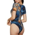 thumbnail image 6 of Cauagu Elegant Blue Gold Blooms Women's Crew Neck Round Short Sleeve T Shirts Tops Bodysuit Daily Jumpsuit-Small, 6 of 7