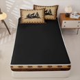 thumbnail image 4 of Manfei Vintage Wolf Checkered Zipper Full Size Comforter Sets with Fitted Sheet and 2 Pillowcases,Retro Pine Grid Zipper Bedding Set,Brown,Black Reversible,4pcs, 4 of 8